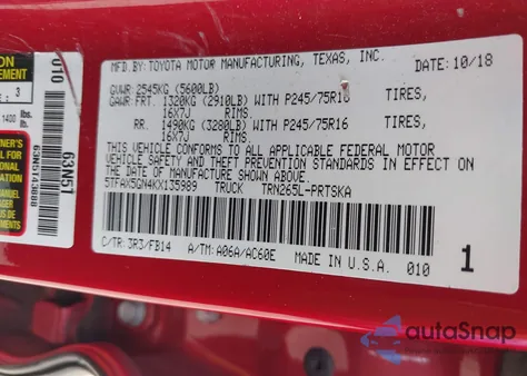 2019 Toyota Tacoma Sr из США, поврежденный, VIN 5TFAX5GN4KX135989